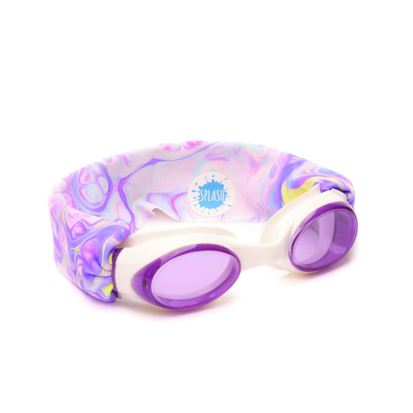 Goggles Natación Splash Place Pastel Swirl con Correa de Tela para Niños y Adultos