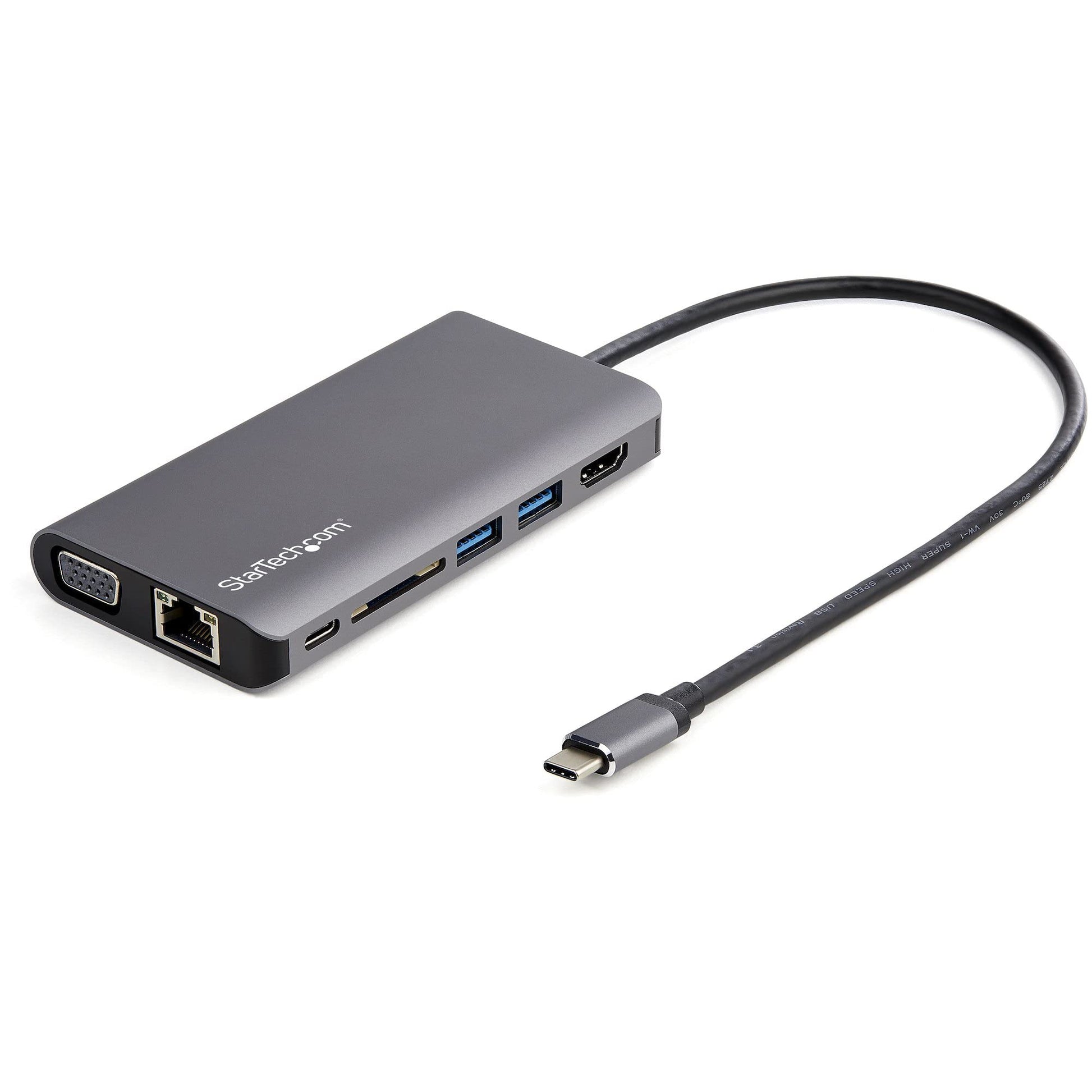 Adaptador USB-C Multipuertos StarTech.com Blanco HDMI VGA 100W PD Lector SD Cable 30cm