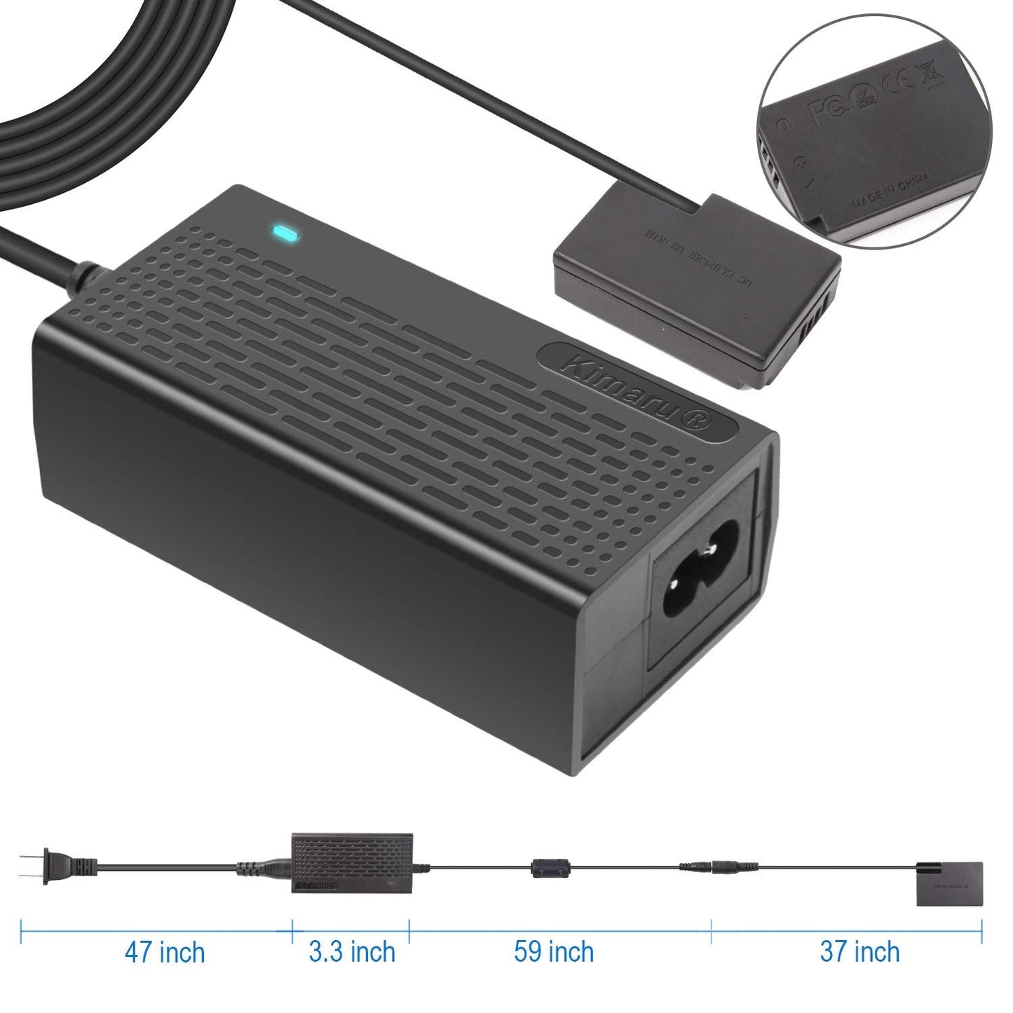 Kimaru ACK-E18 DR-E18 - Acoplador de CC LP-E17 - Kit adaptador de corriente alterna para Canon EOS Rebel SL2 SL3 T6i T7i T8i R8 R10 R50 R100 RP T6S 200D 200D II 250D 7666 D 8000 D 77D 8000D Cámaras.
