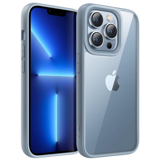 JETech Funda para iPhone 13 Pro 6.1 Pulgadas, Carcasa Antigolpes, Marco de TPU Mate Color Sólido, Anti-Arañazos Respaldo Transparente (Azul Alpino)