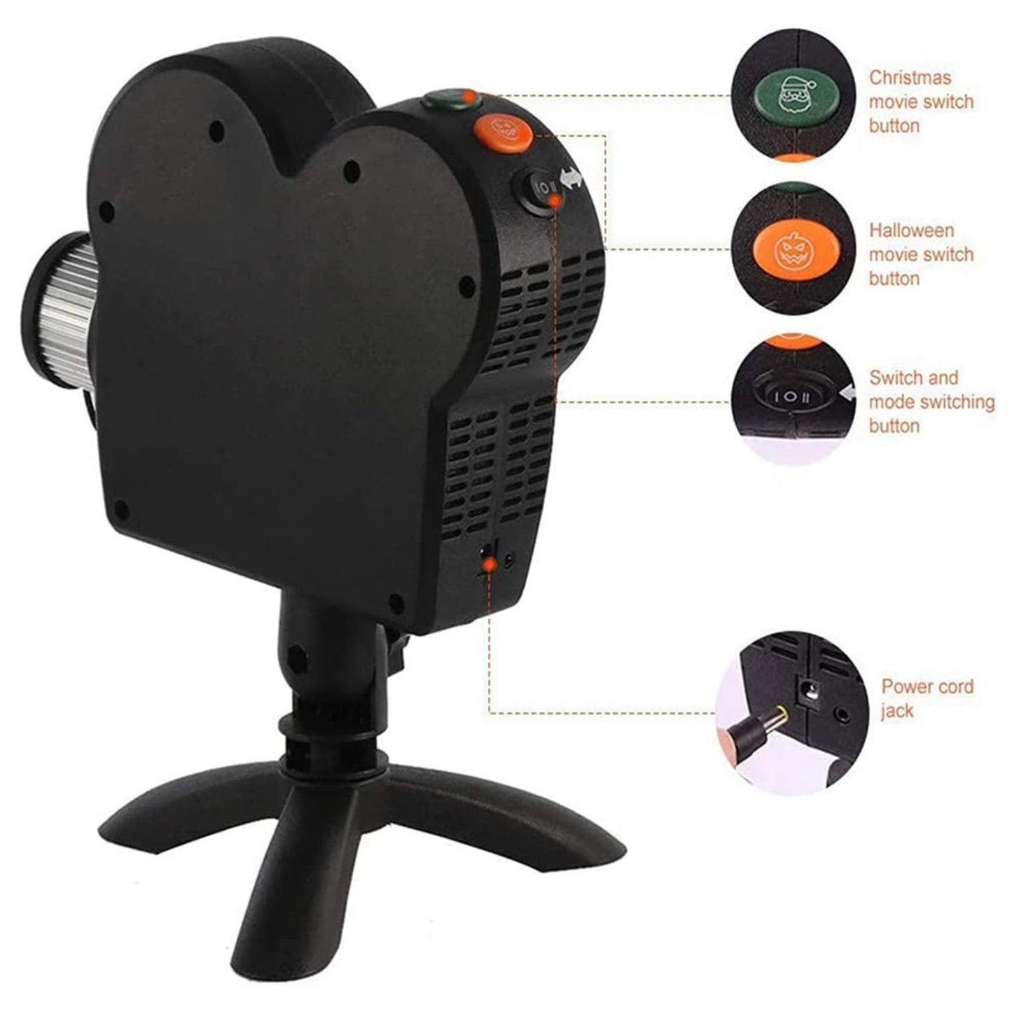 Proyector LED De Luz Para Halloween Y Navidad 12 Películas Integradas Exteriores