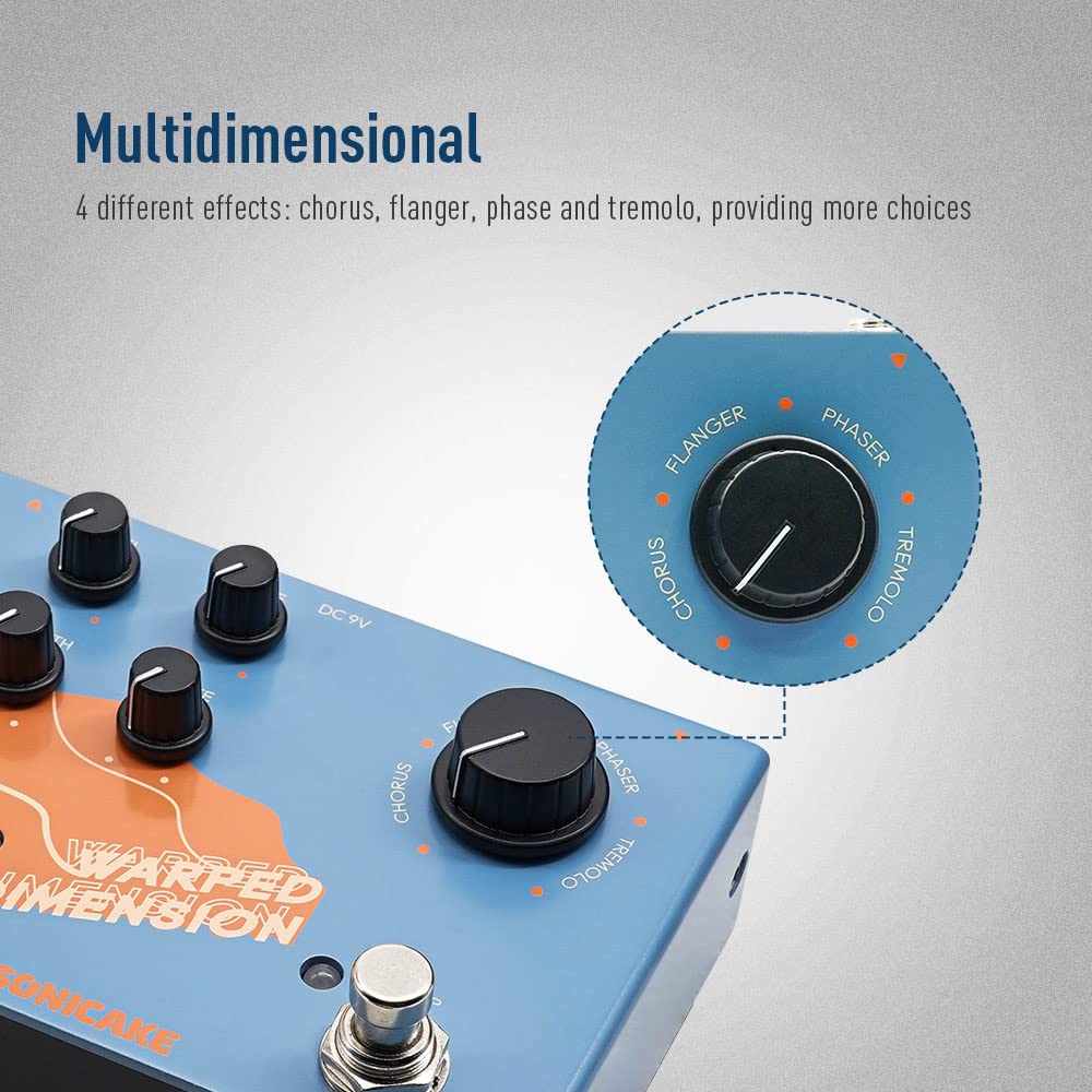 Pedal de Efectos de Guitarra SONICAKE Modulación Warped Dimension 4 Modos