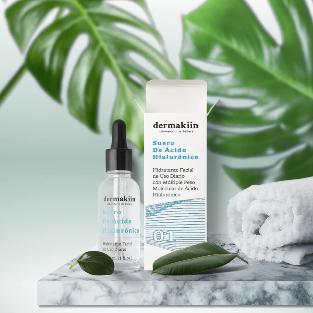 Dermakiin - Suero Antiedad de Ácido Hialurónico - Suero Fortificante Vegano con Ácido Hialurónico Multimolecular e Ingredientes Naturales - Para todo tipo de piel - 30 ml