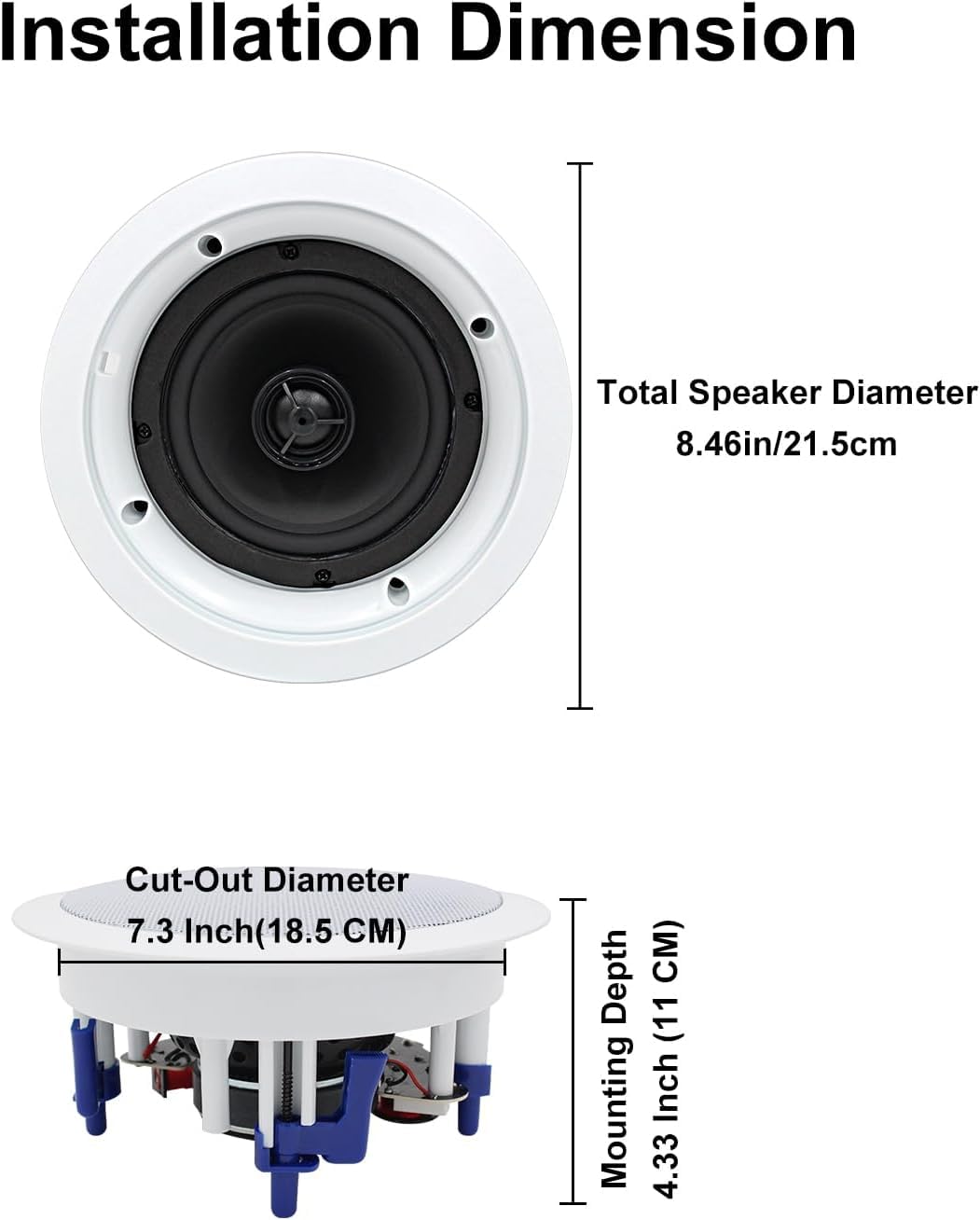 Herdio Sistema de Altavoces Compatible with Bluetooth de 5.25 Pulgadas, Montaje Empotrado en el Techo, Perfecto para Interiores y Exteriores, Dormitorio, baño, porches Cubiertos (4 Altavoces)
