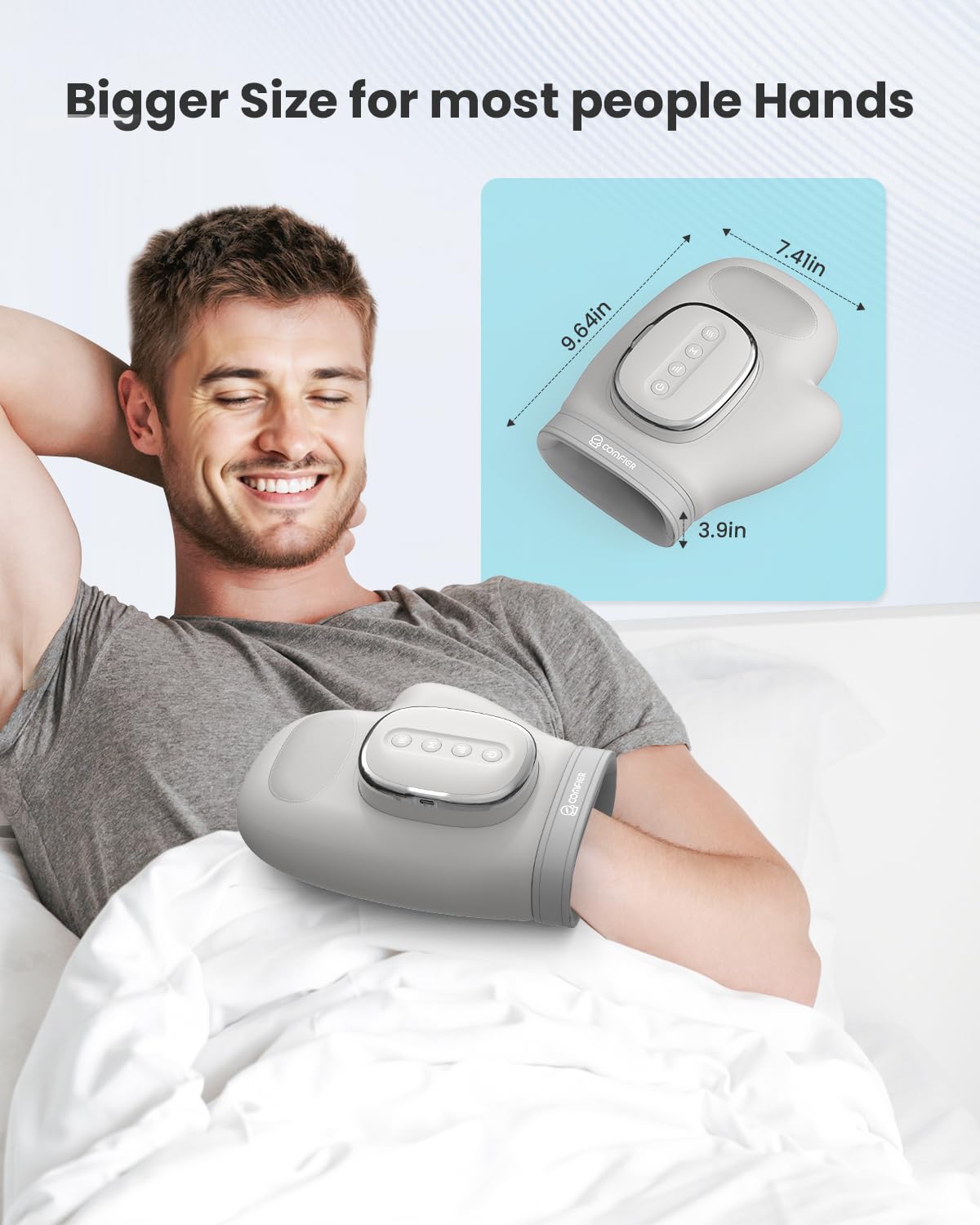 COMFIER - Masajeador de manos inalámbrico para artritis y túnel carpiano, masajeador de manos actualizado 2025 con calor y compresión, masajeador de muñeca, masaje eléctrico de manos más grande