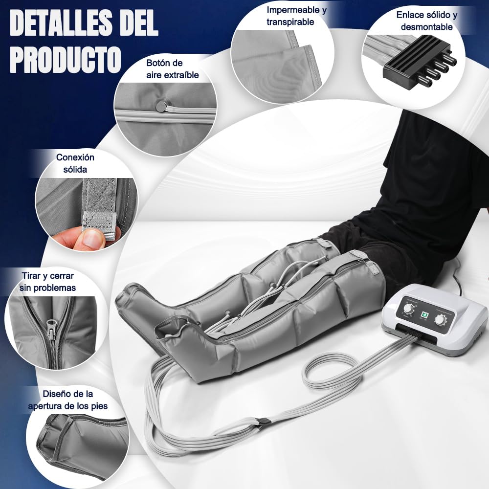 Gopnaty Masajeador de Piernas, Ayuda a Relajar Las Piernas, Botas de Compresion Fisioterapia, Aire Compresión Pierna Masajeador, Masaje de Muslo de Pies de Pantorrilla