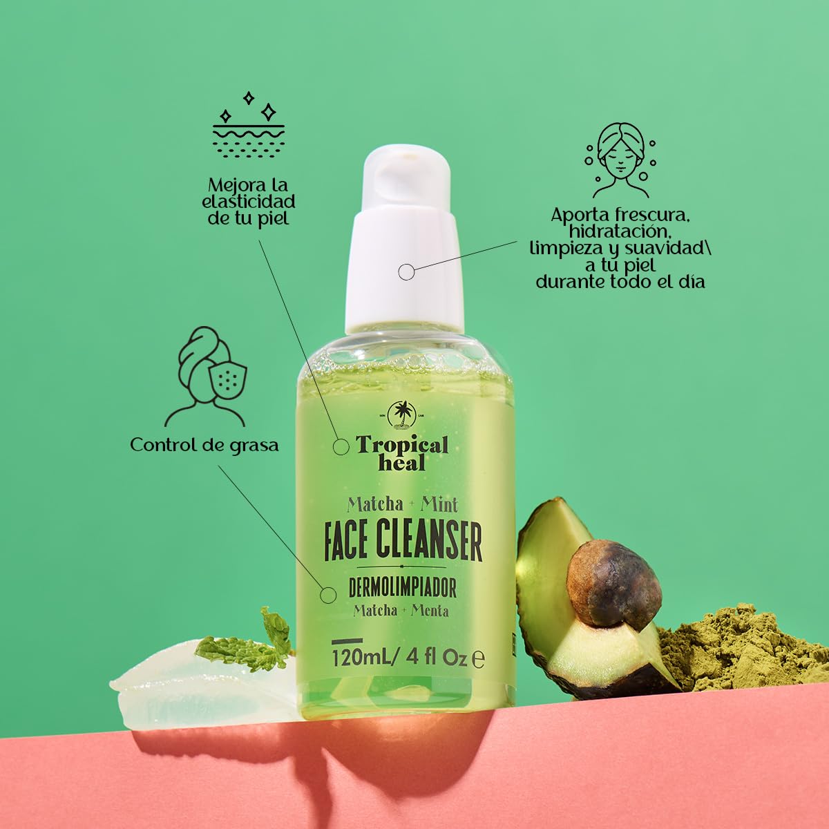 Tropical Heal - Kit Beauty Basics de Cuidado Facial en 4 Pasos - Serum Lash Booster, Ácido Hialurónico, Vitamina C y Limpiador Facial con Matcha