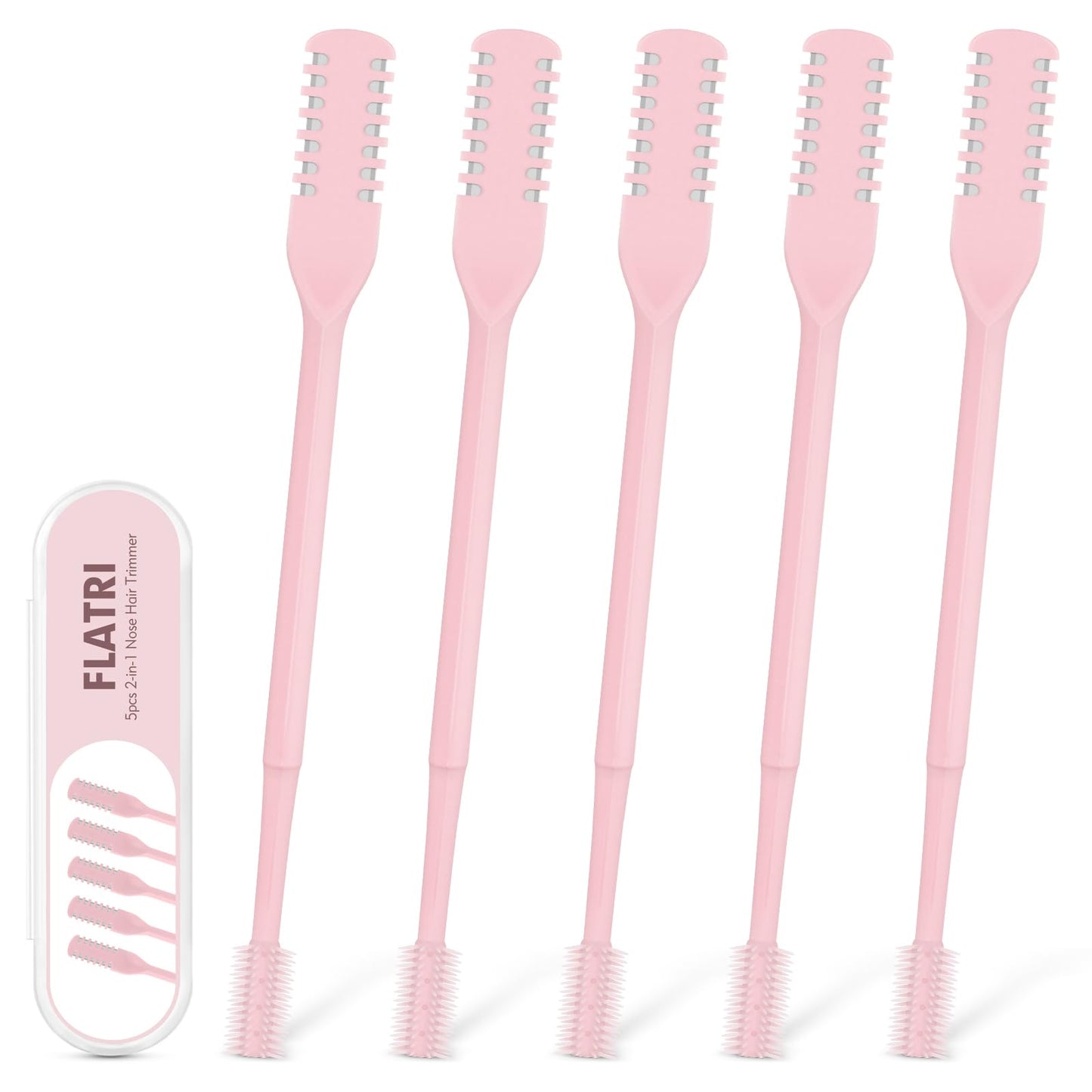 FLATRI - Cortador de pelo nasal 2 en 1, con rotación de 360°, doble cara, manual de recortadora de nariz portátil para mujeres y hombres (rosa)