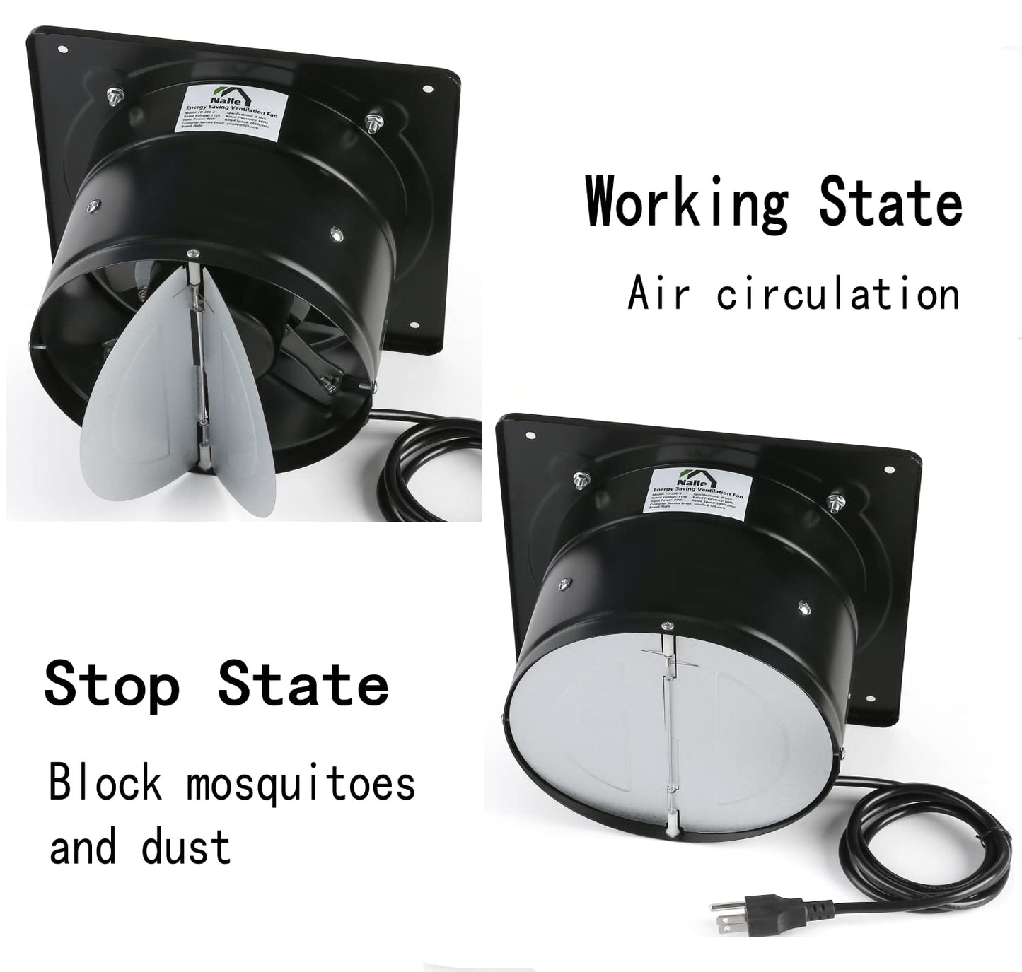 Ventilador de Escape Nalle 8 Pulgadas 500 CFM para Cocina y Baño