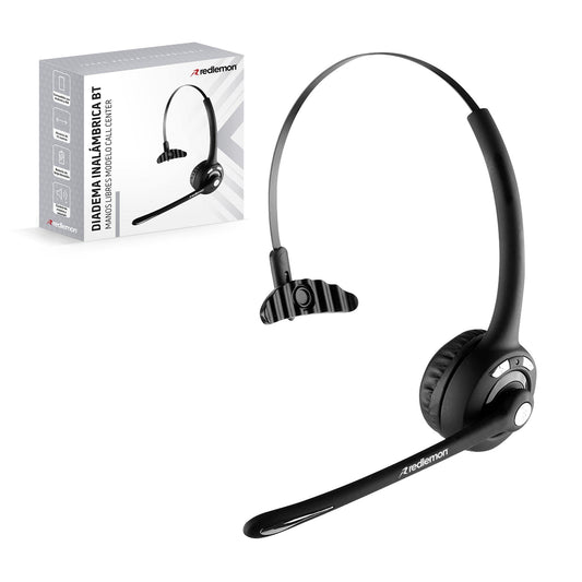 Diadema con Micrófono Bluetooth Redlemon Negra Recargable de Larga Duración para Gaming y Videoconferencias