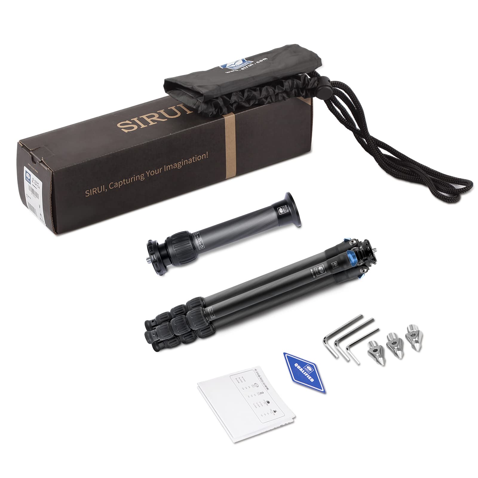 Trípode de Fibra de Carbono SIRUI AM-254 Negro con Columna Central de Dos Secciones para Cámara