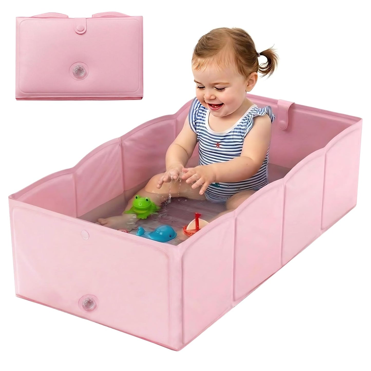 OVQZAW Bañera Plegable para Bebe, Tina Plegable para Bebe, 68 cm X 40 cmx 21 cm Tpu Impermeable con Tapón de Drenaje, Fácil de Limpiar, Duradero, para Niños Y Niñaspara Bebés de 6 A 3 Años