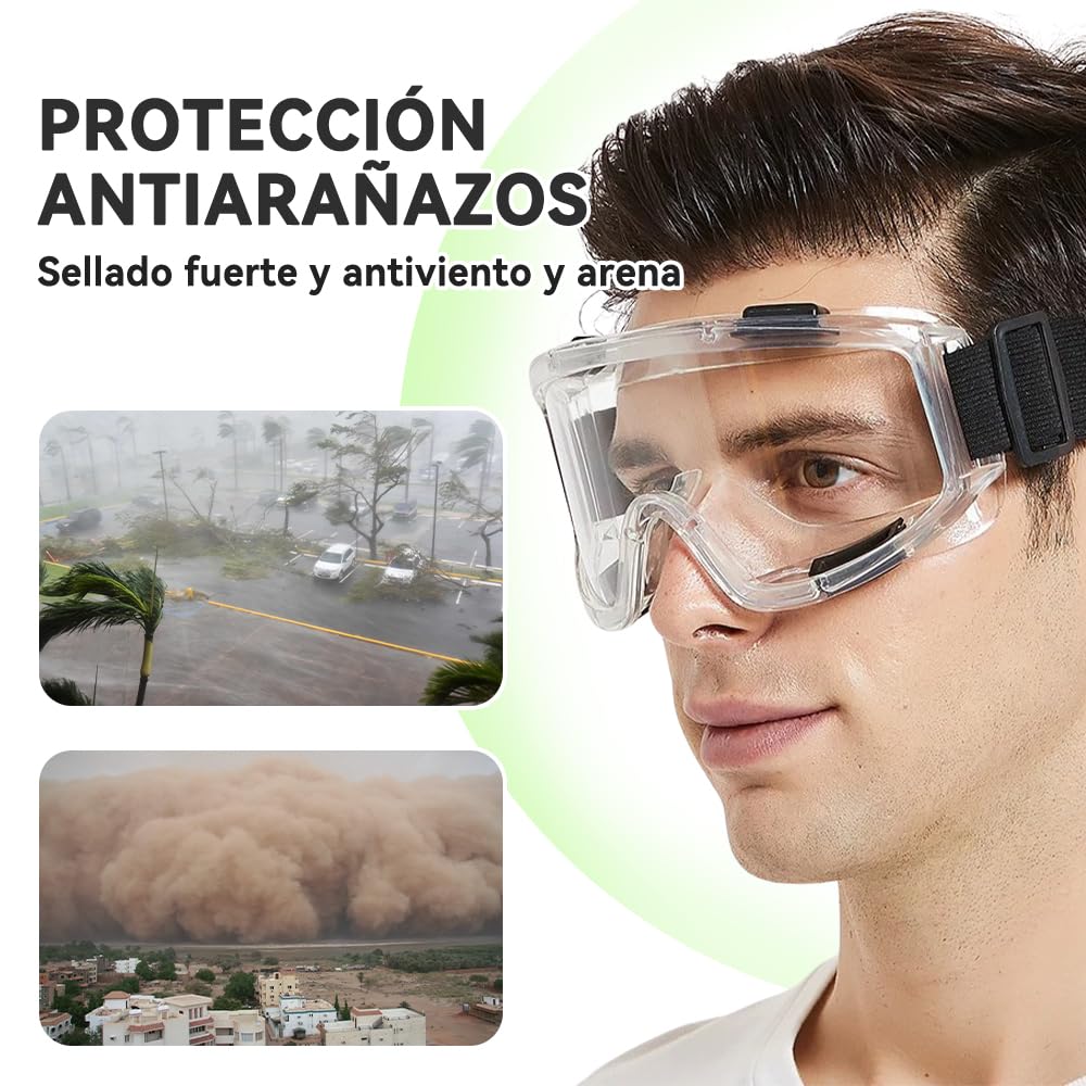 Gafas de protección, Lentes Protectores, Gafas Protectoras de Seguridad, Anti-Fog and Scratch Reduction Goggle para Química Agricultura, Industria, Laboratorio y Seguridad(Blanco)