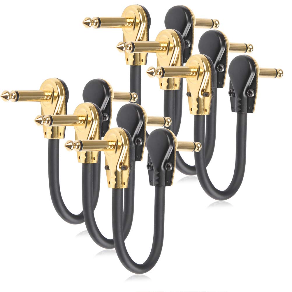 TIMESETL - Paquete de 6 cables de conexión para guitarra de 6 pulgadas, ultra silenciosos, pedal de efecto instrumento, 1/4 pulgadas, diseño de panqueques de perfil bajo