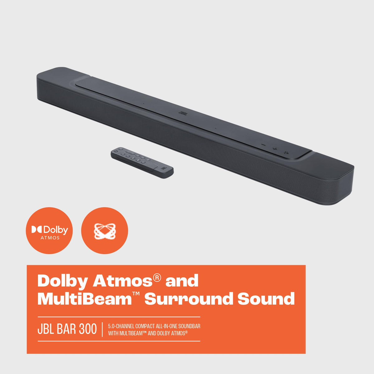 Barra de Sonido JBL 300 Negro con Wi-Fi/Bluetooth y Dolby Atmos 5.0 Multibeam 260W