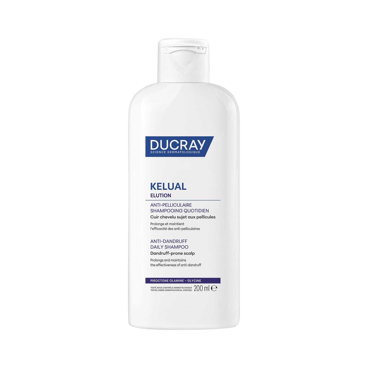 DUCRAY, Kelual Elution Shampoo Reequilibrante, Alternancia Anticaspa, Con Piroctona Olamina y Vitamina B5, 200ml