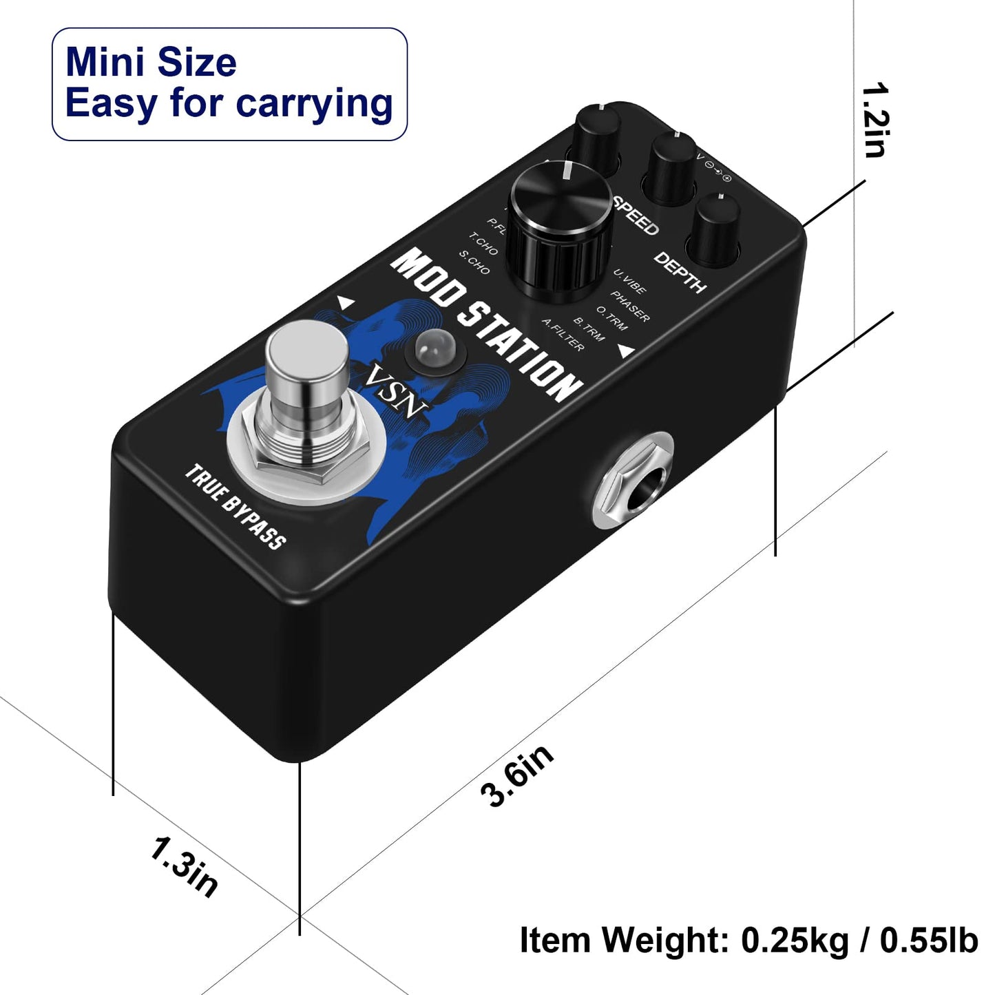 Pedal de Efecto para Guitarra VSN Modulation Digital True Bypass 11 Tipos Classic para Eléctrica