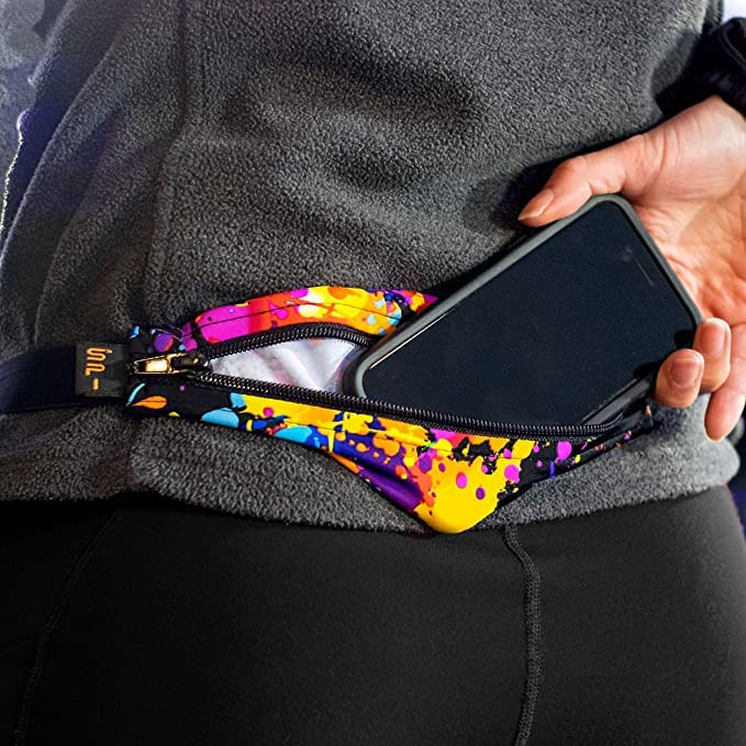 Cinturón de Bolsillo SPIbelt Negro Expandible y Ajustable para Correr para Mujer y Hombre