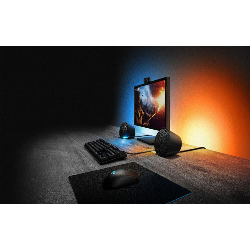 Logitech G560 LIGHTSYNC bocinas para Gaming con iluminación RGB determinada por el juego, audio posicional DTS:X Ultra y potencia 120 W RMS, compatibles con conexiones USB, Bluetooth y de toma de 3,5 mm - Negro