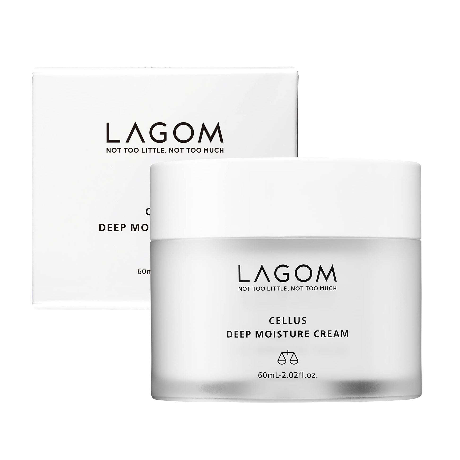 LAGOM Cellus Deep Moisture Cream Humectante Vegano Natural Aceite De Jojoba Ceramida Pantenol Sin Aroma Herbal Loción Hidratante Cara Sedosa Para Toda Piel Facial Sensible Seco Graso 60ml 2.02oz