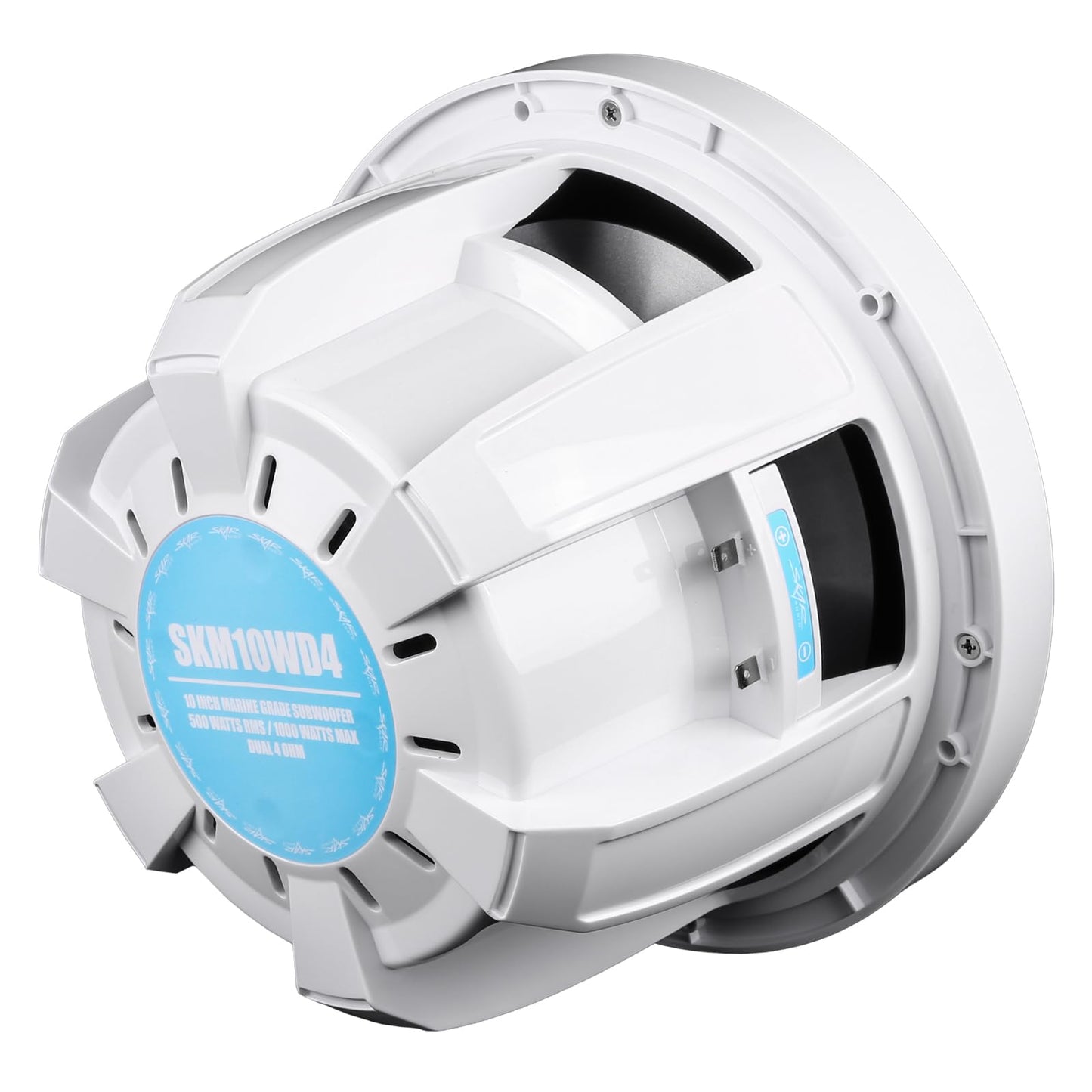 Skar Audio SKM10WD4 Subwoofer marino de 10 pulgadas, 1000 W, potencia máxima dual de 4 ohmios (blanco)