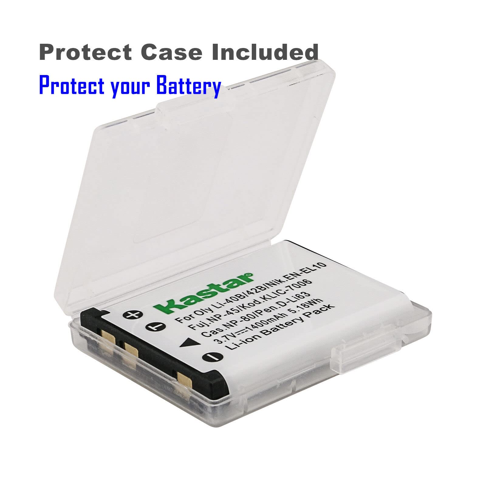 Kastar - Paquete de 1 batería CNP80 y cargador de pared AC de repuesto para Casio NP-80 NP-82 NP80 NP82 CNP-80 CNP-82 batería, cargador Casio BC-80L BC-81L BC80L BC81L