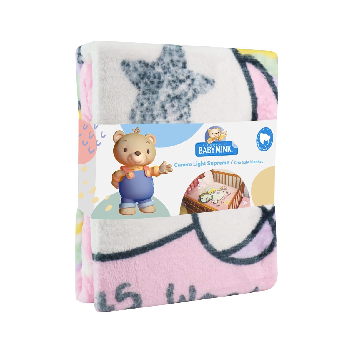 Baby Mink Cobertor Ligero Estampado para Bebé, Cobija Suave y Confortable para Descanso (Rosa)