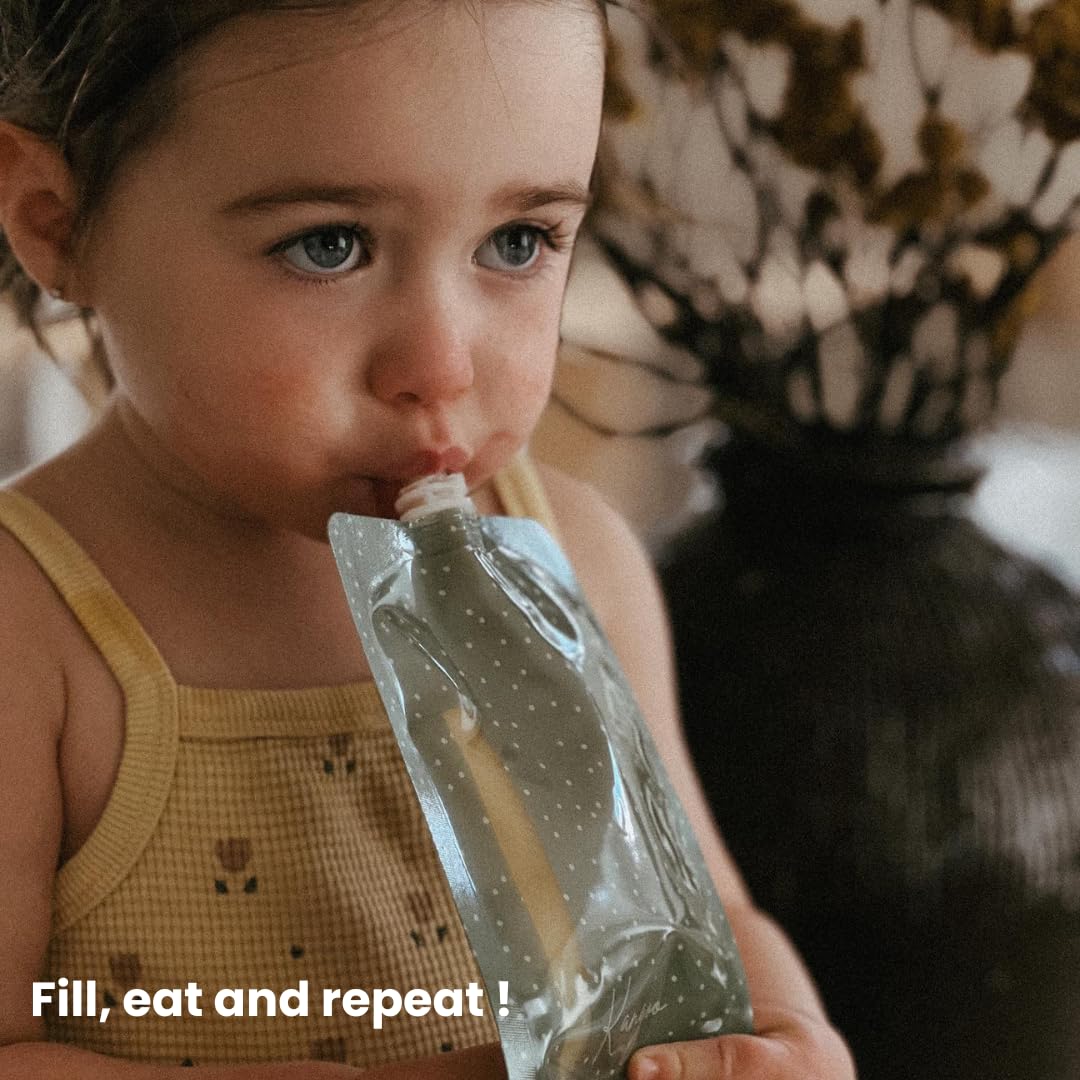 Bolsas reutilizables para alimentos para bebés – Bolsas de almacenamiento de alimentos para niños pequeños y niños – Puré de manzana, batidos, yogur y puré – Bolsa para apretar sin BPA, paquete de 12