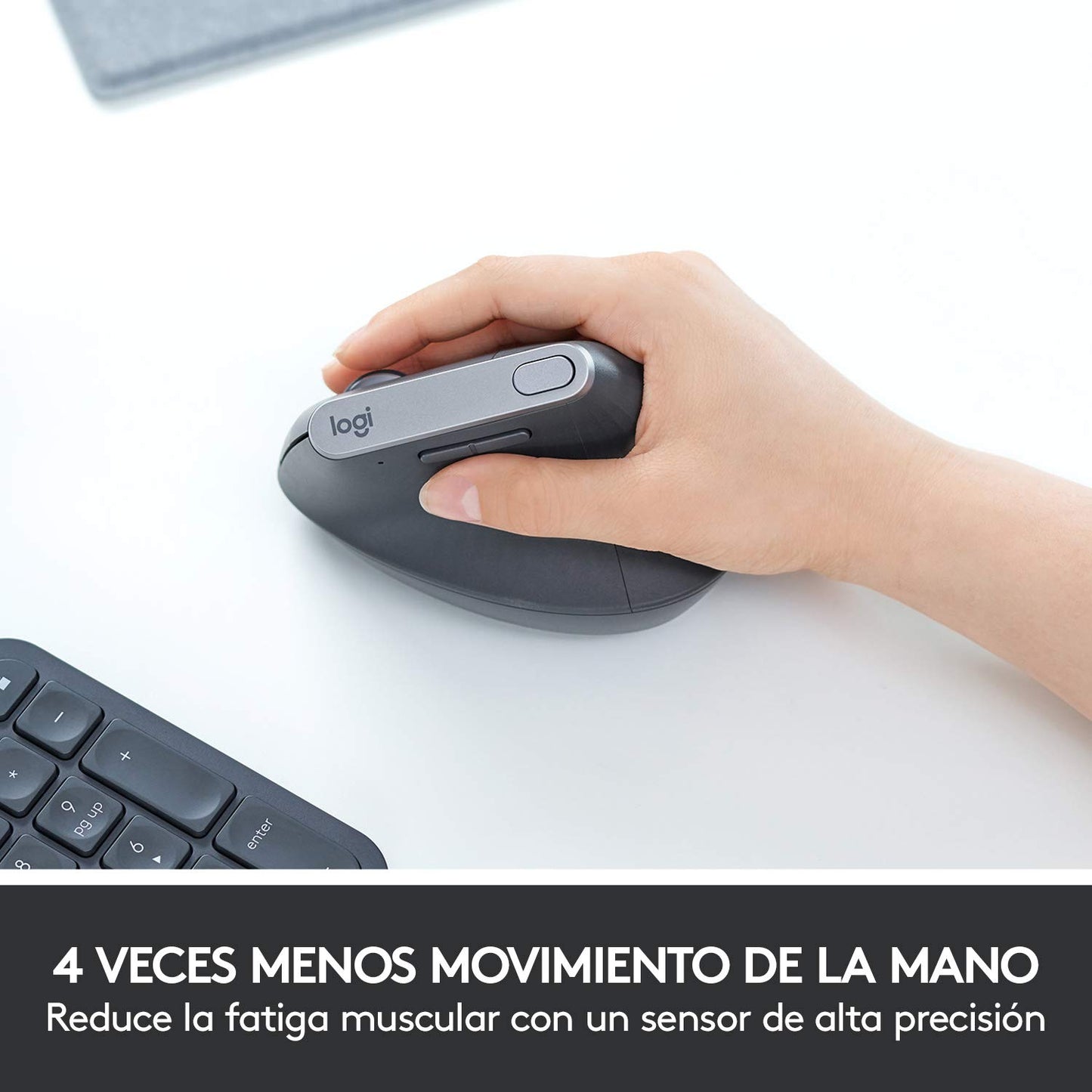 Mouse Inalámbrico Logitech Ergonómico Negro con Seguimiento Óptico 4000 dpi y Carga Rápida