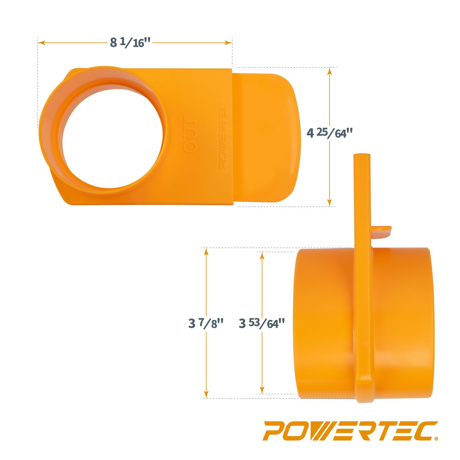Red de Accesorios de Recogida de Polvo POWERTEC de 4 Pulgadas con Empalme de Manguera y Conector para Hombre