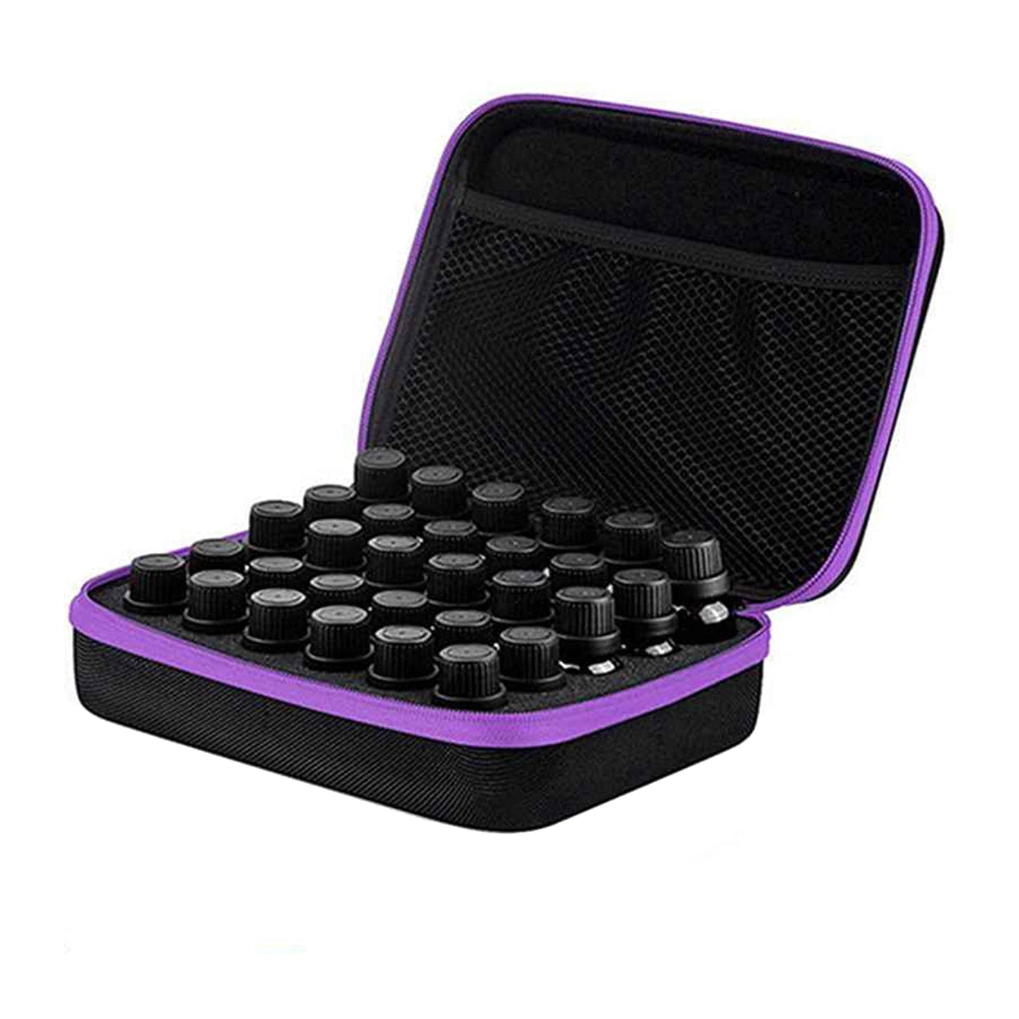 Auto-plaza - Estuche de almacenamiento de aceites esenciales para 30 botellas, se adapta a botellas de aceite de 10 ml, 15 ml, caja organizadora con abridor de botellas y calcomanías