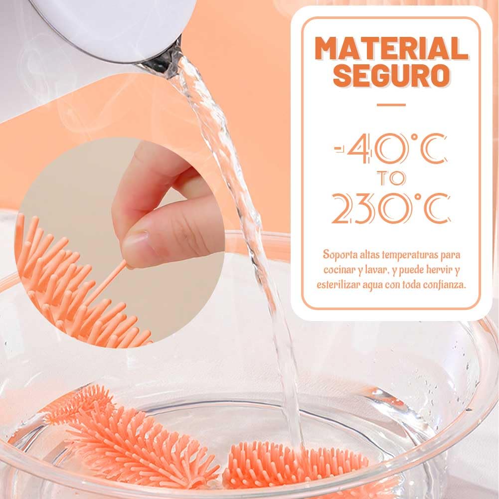 EDWINAYY Juego de Cepillo para Biberones, 4 EN 1 Multifunción, Rosa