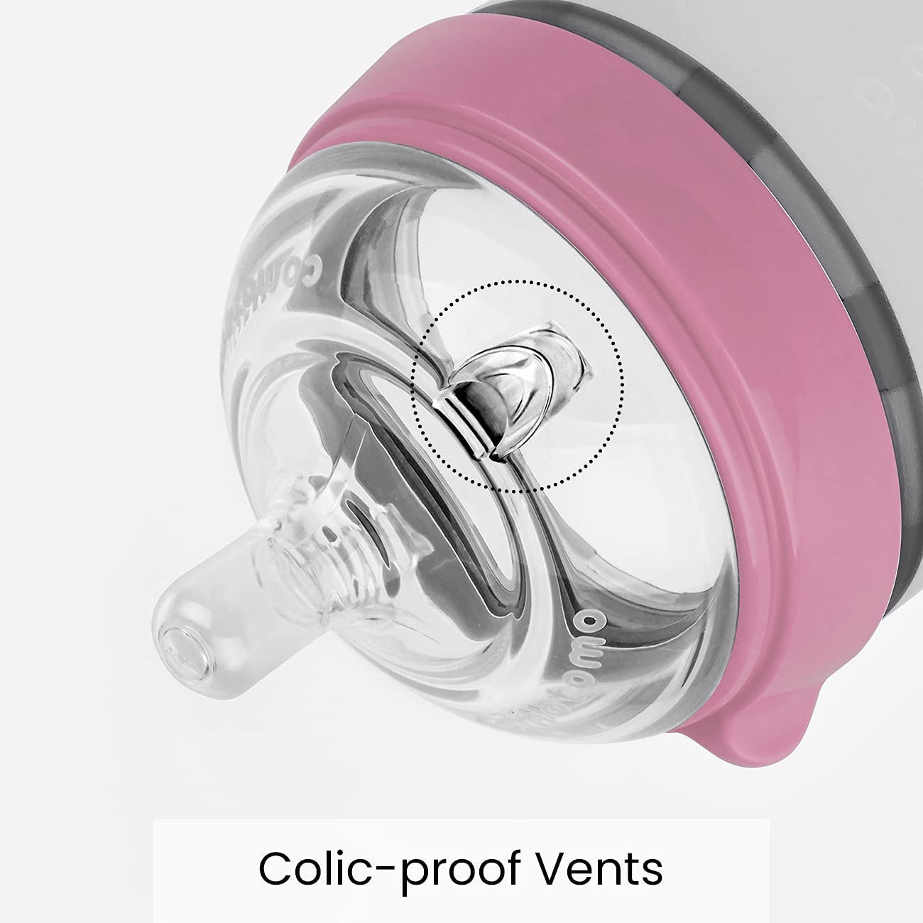 Comotomo Biberon de Silicona de 150 Ml, Anillo Rosa