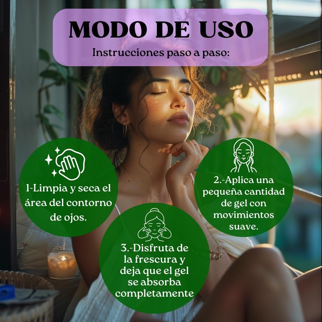 TQL | Contorno de ojos en gel con té verde y colágeno | Skin Care | Colageno | Relaja tonifica área ojos | ojeras y bolsas | Todo tipo de piel | 16 gr