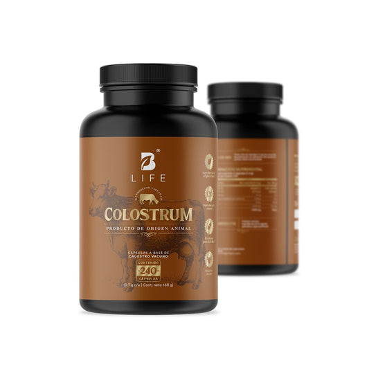 B Life Calostro Vacuno | 240 Cápsulas | 1400 mg por porción | Concentrado de Nutrientes de la Primera Lactancia | Ingredientes Naturales | Colostrum.