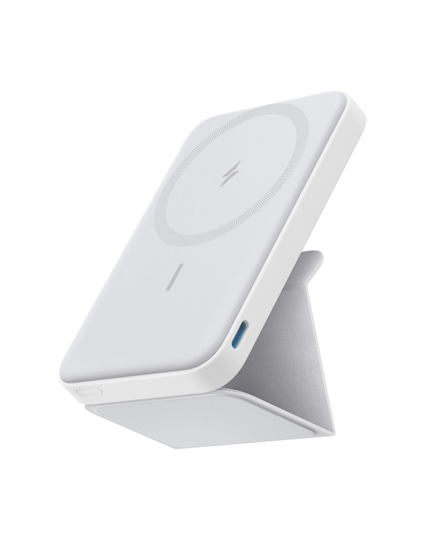 Batería Magnética Anker Blanca con Soporte y Cargador Inalámbrico para iPhone 15/14/13