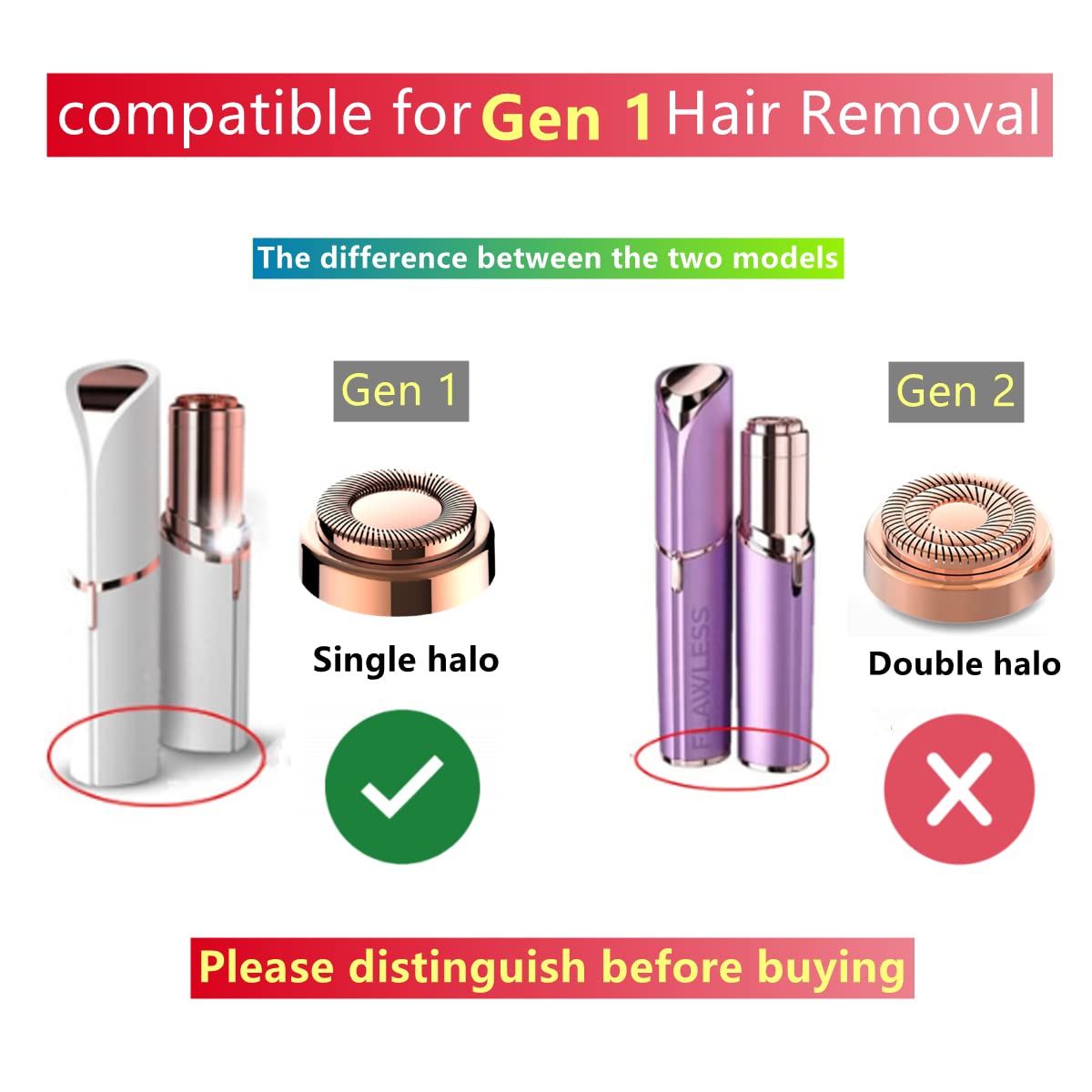 Fjwedve 8 Cabezales de Repuesto para Depilación Facial Impecable Finishing Touch, Cabezal de Afeitado para Mujer de Primera Generación (Gen 1), Oro de 18 Quilates (8 Unidades)