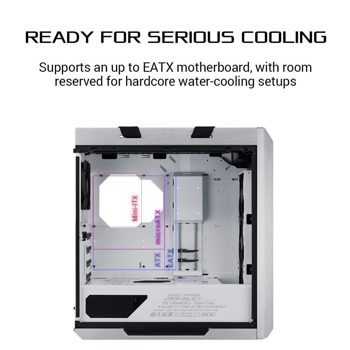 ASUS Gabinete Gaming ROG Strix Helios White, RGB, Media Torre ATX/ETX, Vidrio Templado, Marco de Aluminio, Soporte de GPU, Soporte para radiador de 420 mm y Aura Sync