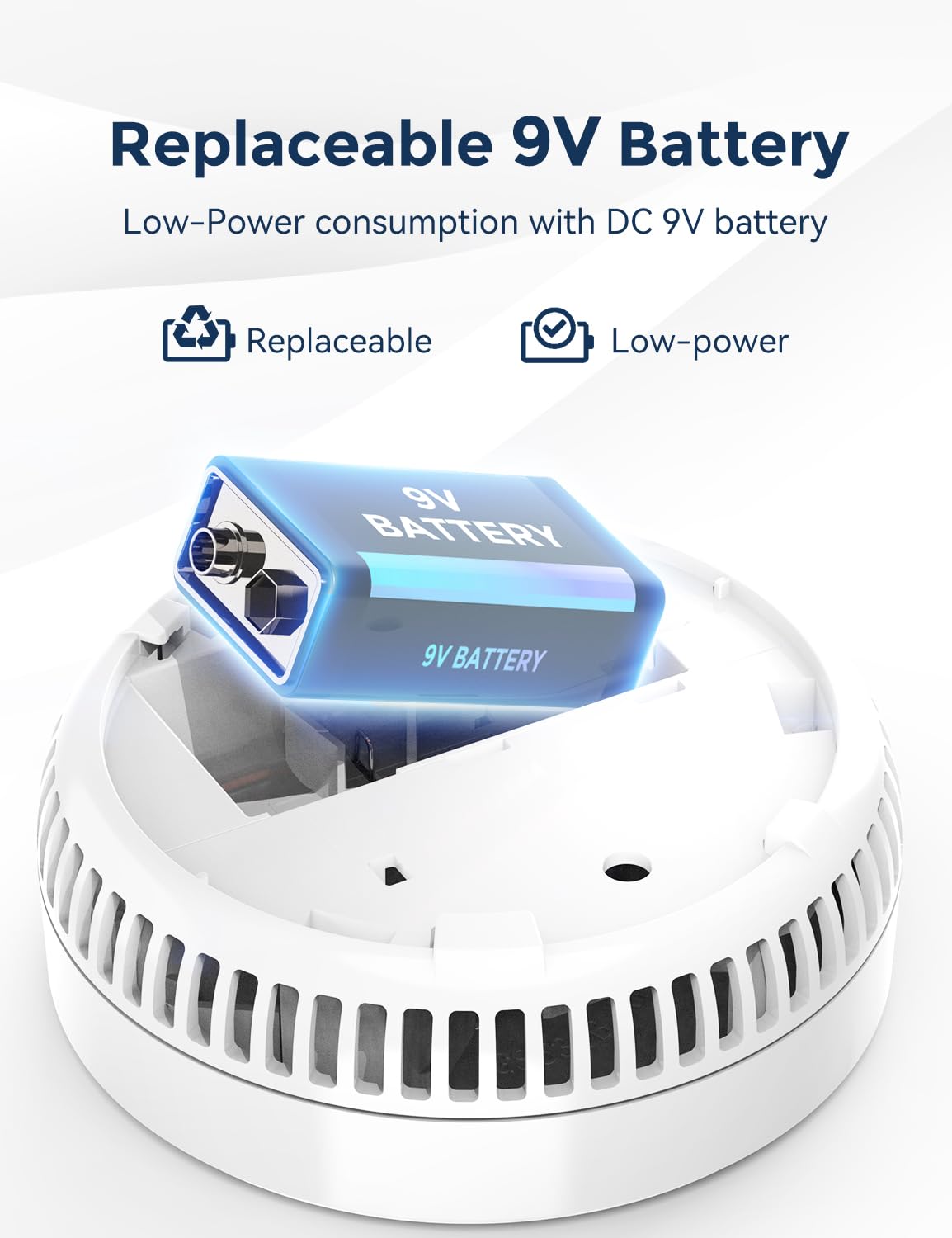 Ecoey Detector de Humo con tecnología fotoeléctrica, Detector de Incendios con botón de Prueba y señal de batería Baja, Alarma de Incendios para recámara y hogar, FJ136GB, 1 Paquete pequeño