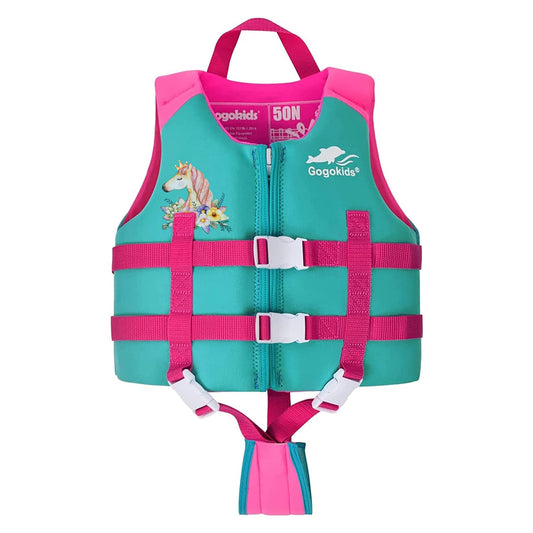 Gogokids - Chaleco de natación para niños pequeños, chamarra flotante para niñas y niños de 20-30-40-50 libras, flotadores de natación con correa de seguridad ajustable Duel, para niños de 2-9 años