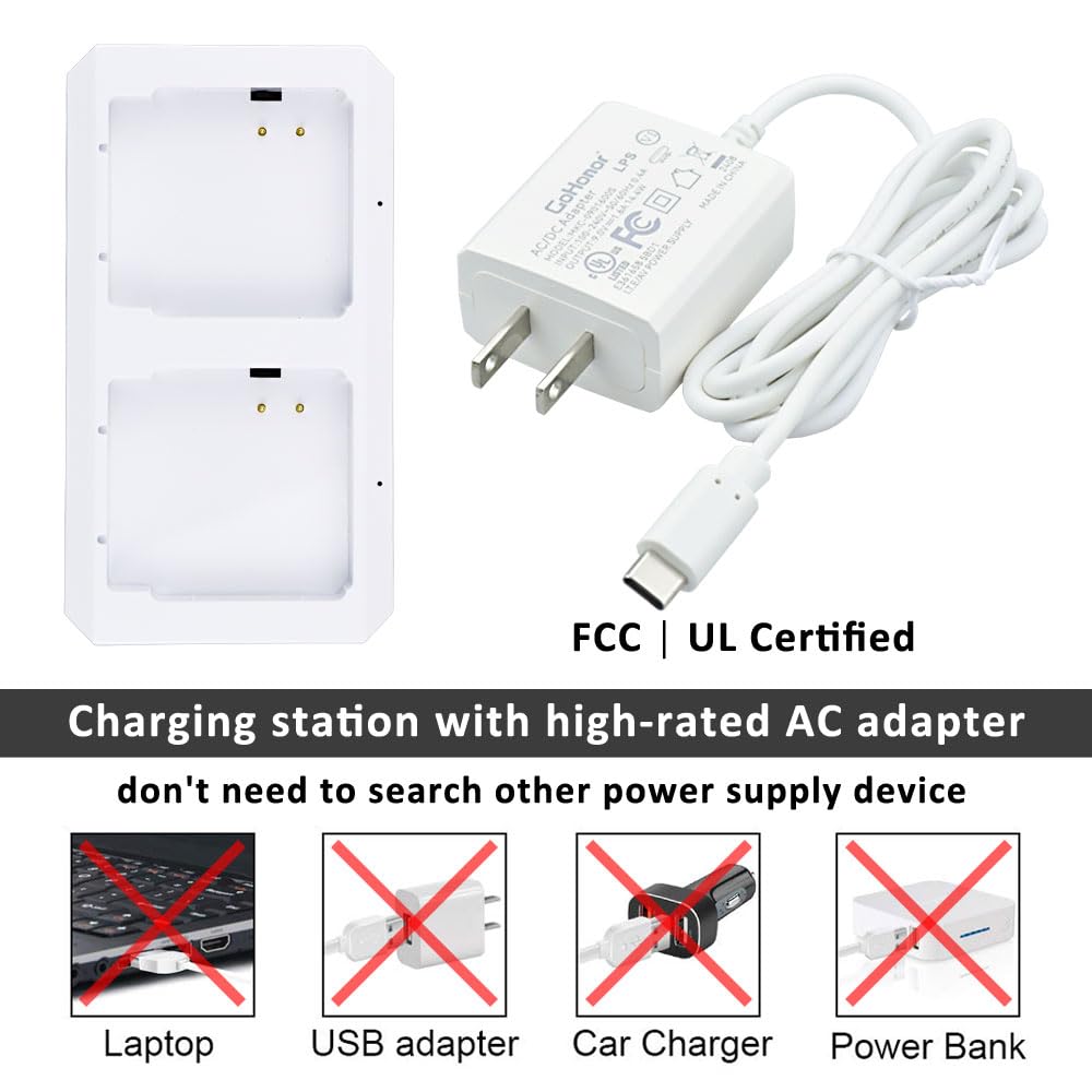 GoHonor Charging Station Compatible Arlo Charger for Arlo Rechargable Batteries for Arlo Pro & Arlo Pro 2 & Arlo Go & Arlo Security Light VMA4410 Fireproof Material Adapter Pass FCC & UL Certified