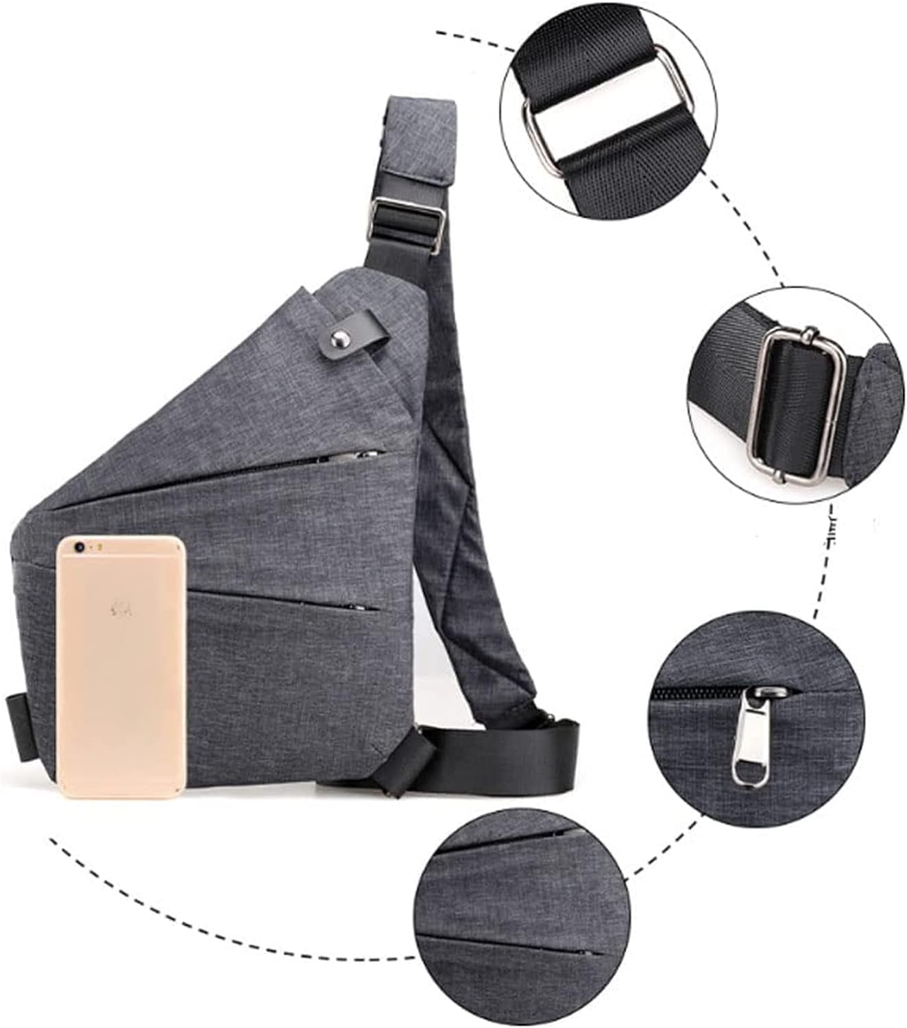 CXJYSD Bolso De Hombro De Viaje Personal, Bolso Cruzado Antirrobo Con Múltiples Bolsillos, Bolso Cruzado Ligero Para Deportes De Viaje Al Aire Libre Para Hombres Y Mujeres (negro-03)