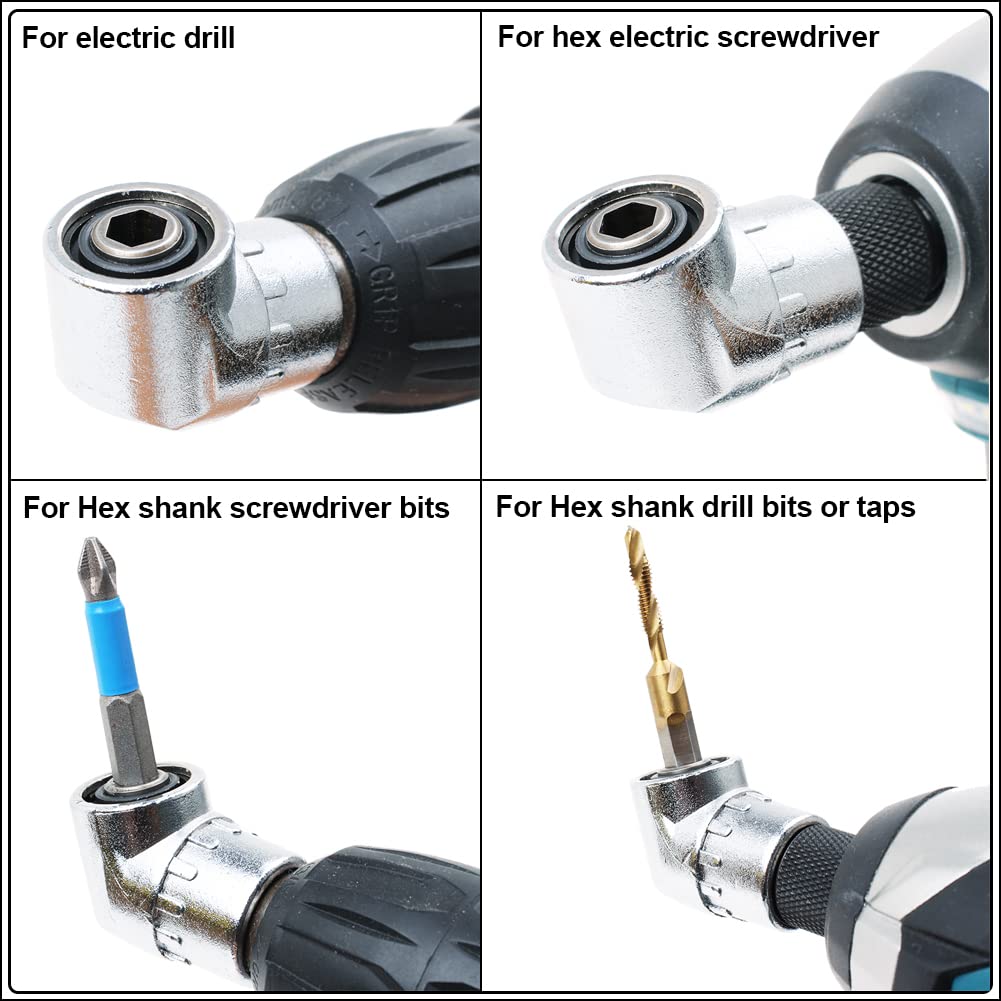 In-tool-home 105 Degree Right Angle Driver Drilling and Driving Power Screwdriver Drill Attachment with 1/4-inch Hex Quick Change Drive and Magnetic Bit Socket by in-tool-home