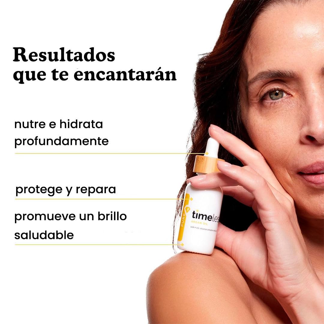 TIMELESS SKIN CARE - Aceite de Argán 100% puro para cabello y rostro - Argan Oil natural no refinado con gotero 30 ml