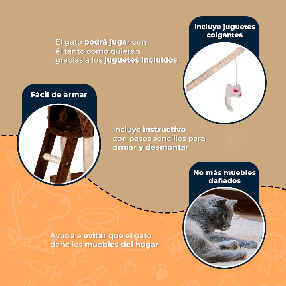 Fancy Pets Mueble/Rascador para Gato Tebas de 140 Centímetros de Altura
