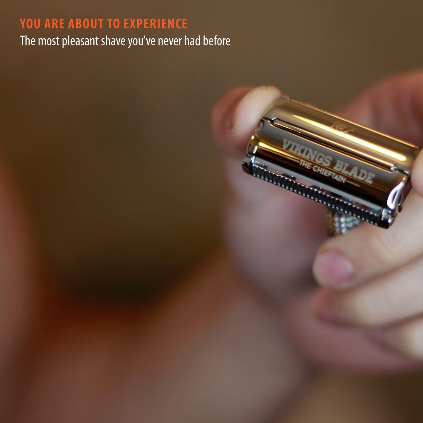 VIKINGS BLADE The Chieftain Safety Razor + Swedish Platinum Super Blades + Carry Case