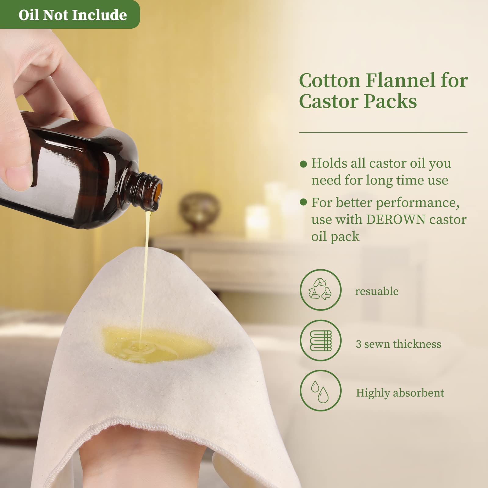 Compresas de Algodón Flanel Orgánico sin Blanquear 4 Piezas Sensación Suave Alta Absorción