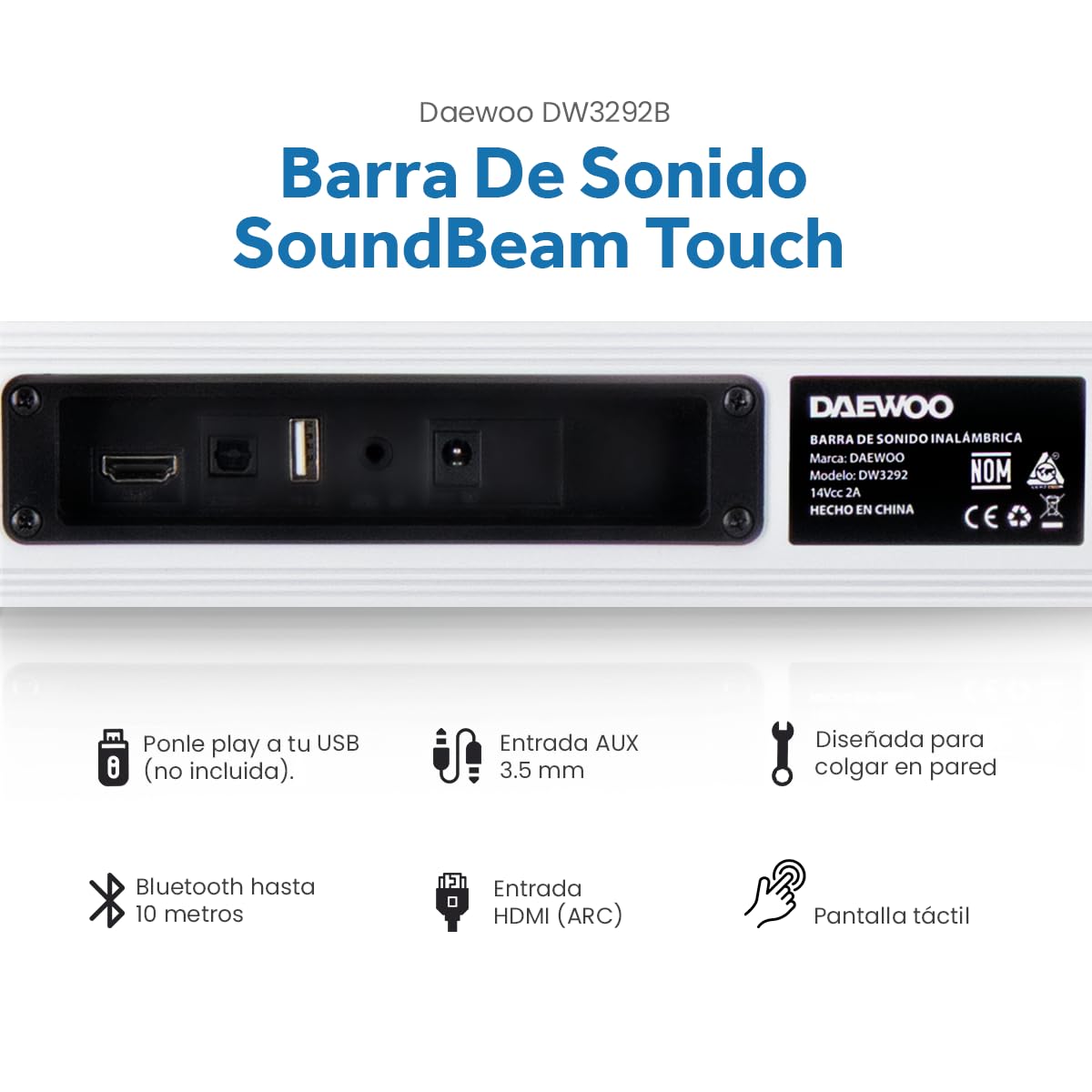 Select Sound Barra de Sonido 32" Soundbeam Bluetooth HDMI Panel Táctil (Blanco)