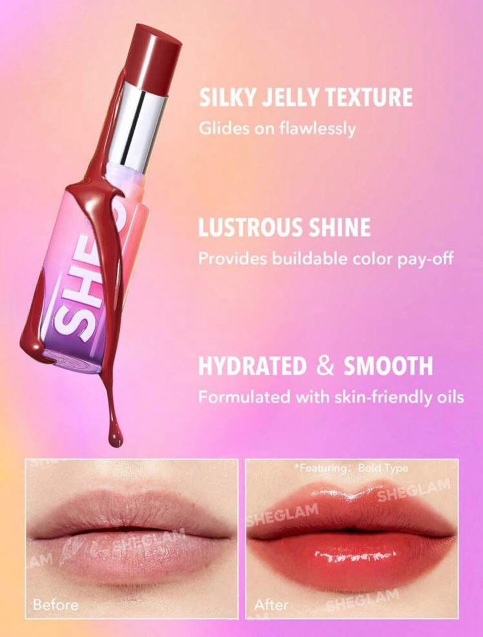 SHEGLAM Lápiz Labial Varios Tonos Efecto Espejo (Own your shine, 2.5 g)