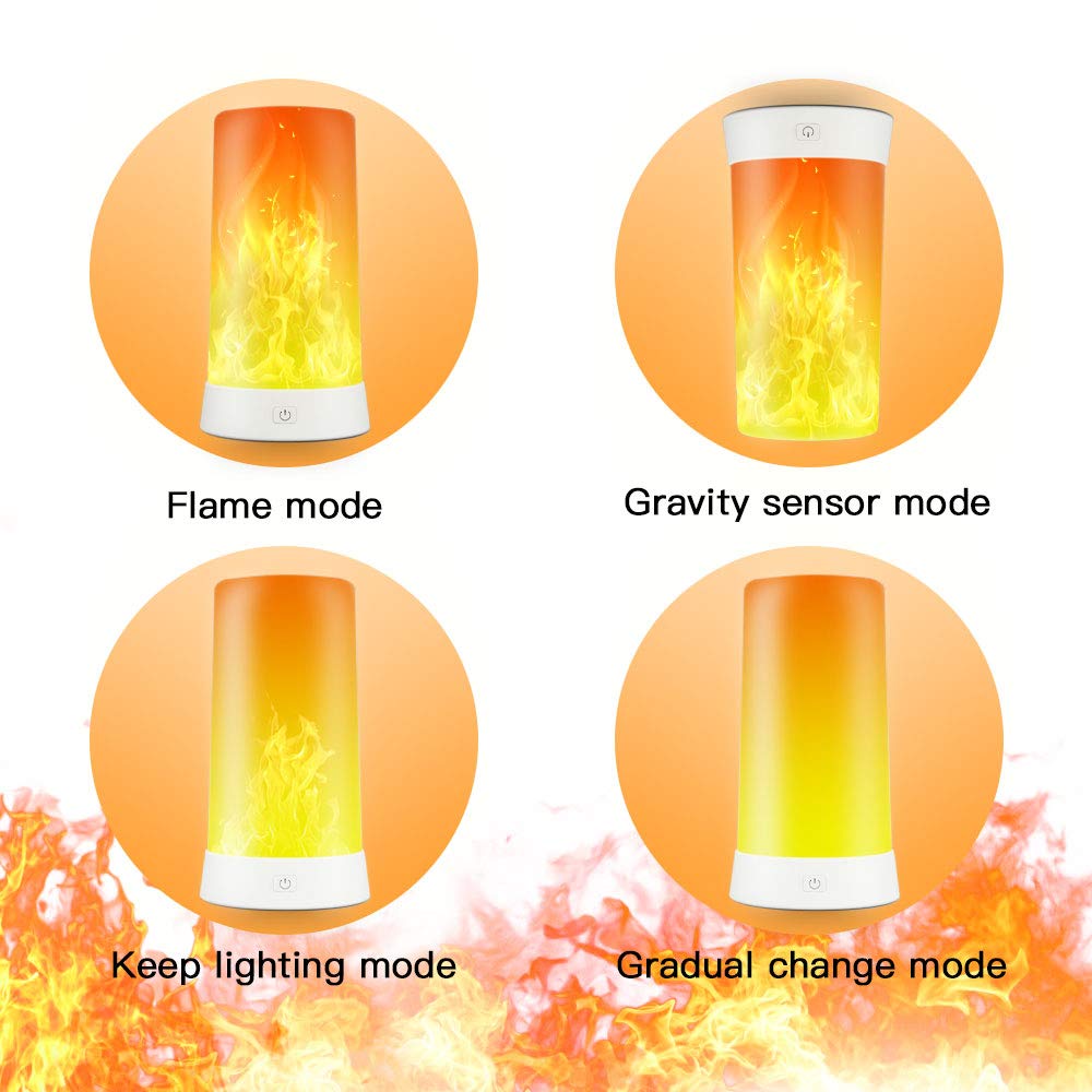 Luz de llama LED, lámpara de llama USB recargable 4 modos, luces de fuego para interior o exterior, decoración de chimenea, luz romántica de mesa de iluminación nocturna para el hogar, fiesta, camping, bar